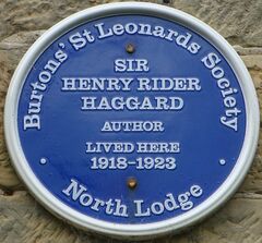 Sir Henry Rider Haggard Blue Plaque, North Lodge
